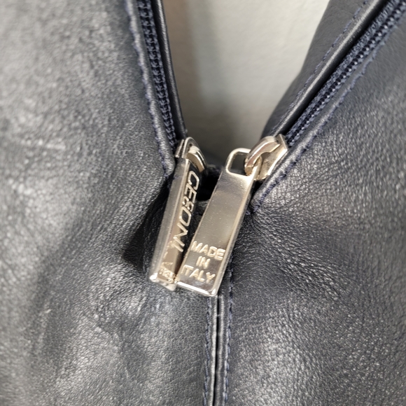 ​CECCONI PIERO Italy Black Leather Hobo Bag Snakeskin Trim Large Shoulder Bag
​ - Picture 2 of 13